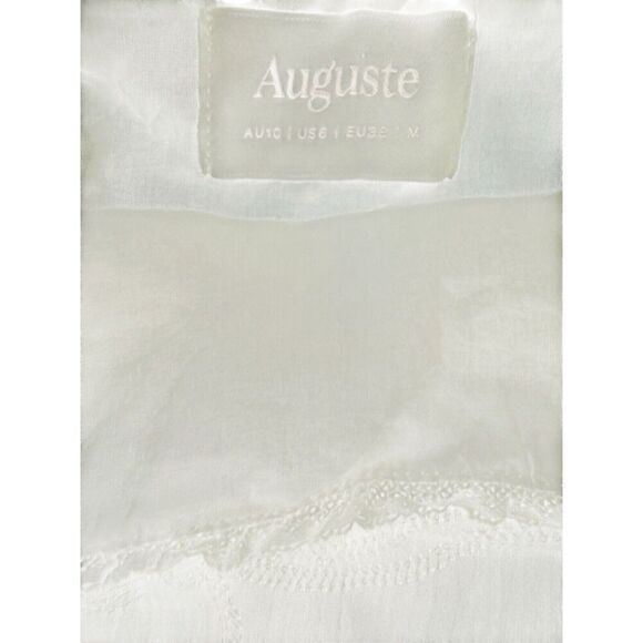 Revolve AUGUSTE  Dress Women S White Ruffle Mini Babydoll Tierd Textured Fairy - Picture 6 of 6